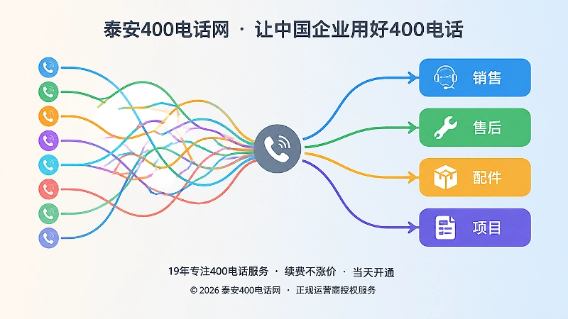 对比式构图展示400电话办理后来电分流从混乱到清晰的扁平化插画