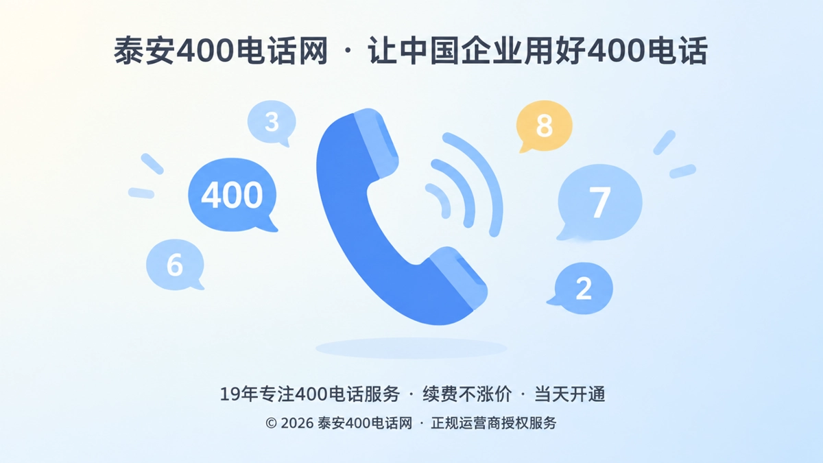 泰安400电话网选号指南首图，电话听筒与数字气泡